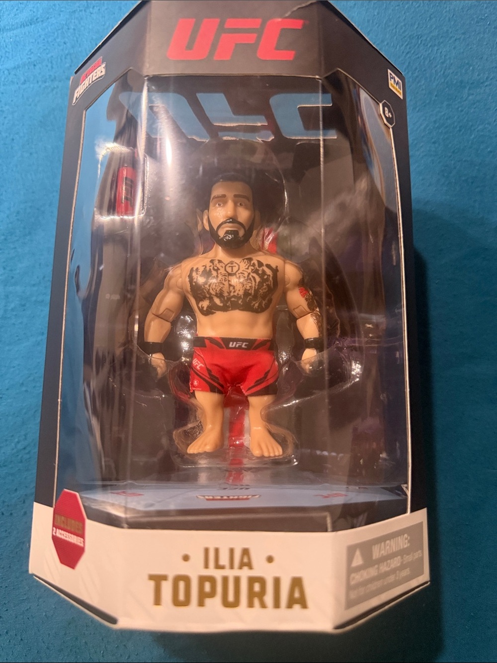 UFC Ilia Topuria Figure – Red and Black Fight Shorts